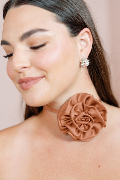 Satin Rose Neck Tie | Made To Order | Copper