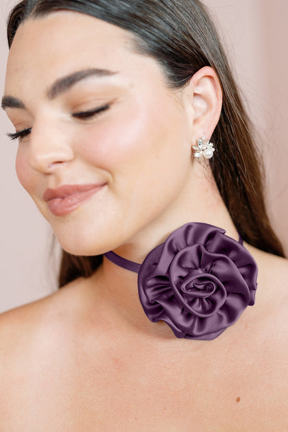 Satin Rose Neck Tie | Made To Order | Dusty Plum