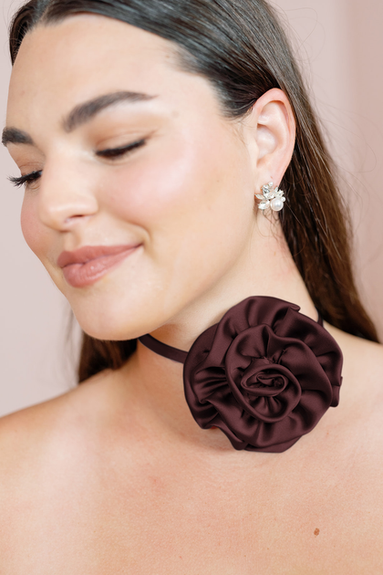 Satin Rose Neck Tie | Made To Order | Mahogany