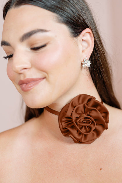 Satin Rose Neck Tie | Made To Order | Rust