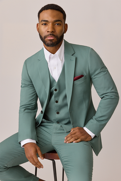 Model: Colin; Size: Slim 40 Tall. Pictured with Cabernet Satin Pocket Square