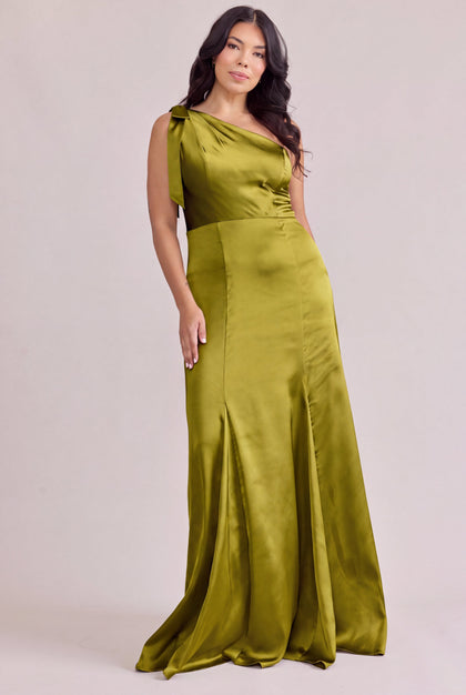 Rowan Satin Dress | Made To Order | Chartreuse