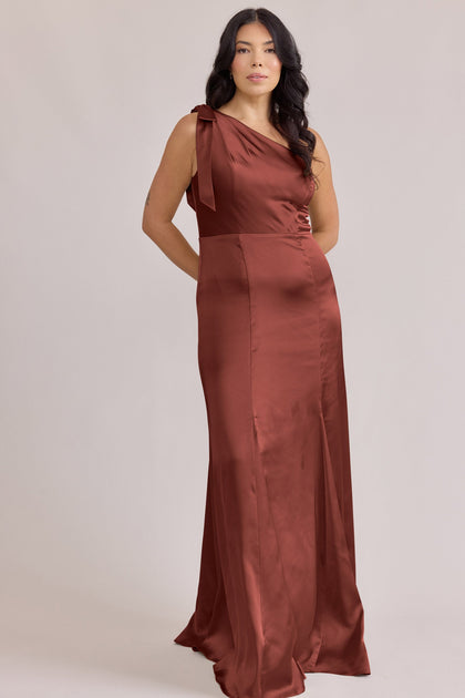 Rowan Satin Dress | Made To Order | Rust