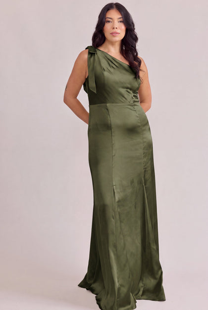 Rowan Satin Dress | Made To Order | Deep Olive