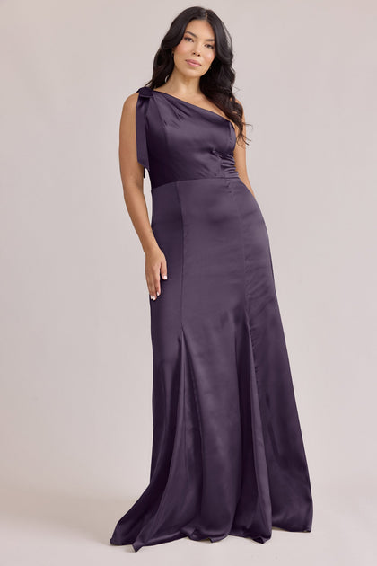 Rowan Satin Dress | Made To Order | Eggplant