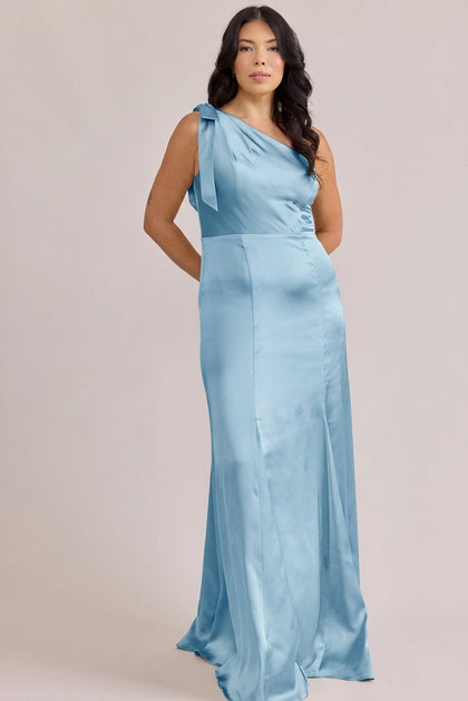 Rowan Satin Dress | Made To Order | Light Blue