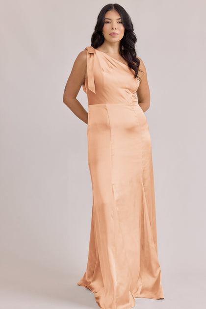 Rowan Satin Dress | Made To Order | Peach