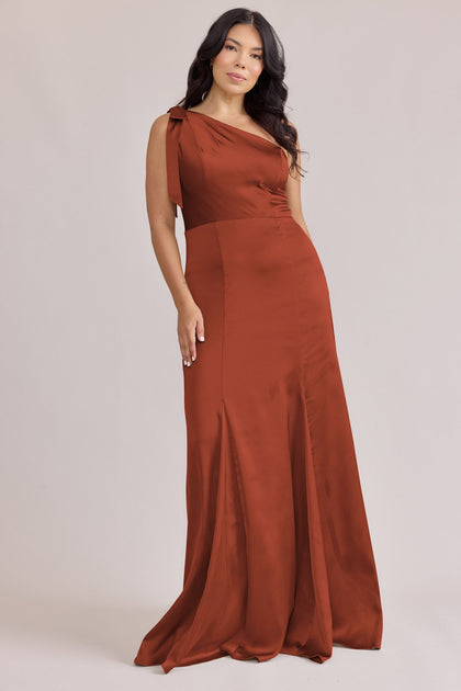 Rowan Satin Dress | Made To Order | Rust