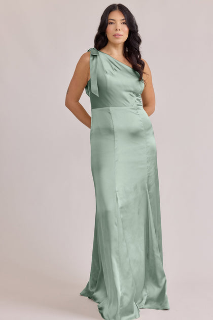 Rowan Satin Dress | Made To Order | Sage