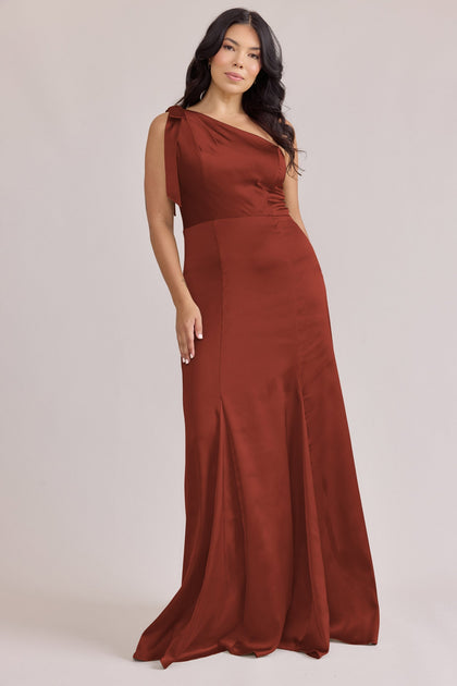 Rowan Satin Dress | Made To Order | Rust