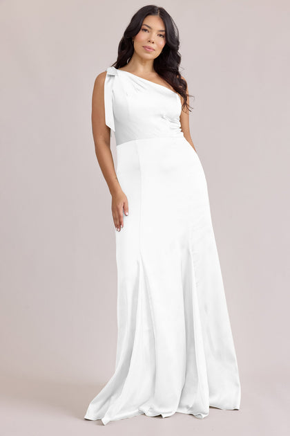 Rowan Satin Dress | Made To Order | White Pearl