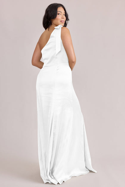 Rowan Satin Dress | Made To Order | White Pearl