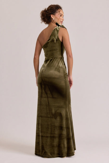 Rowan Velvet Dress | Made To Order | Olive