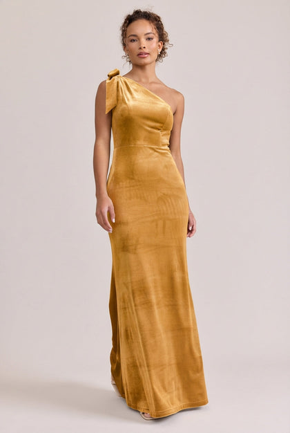 Rowan Velvet Dress | Made To Order | Mustard