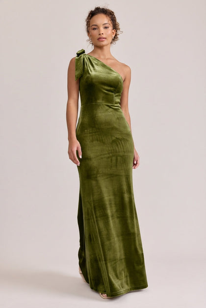 Rowan Velvet Dress | Made To Order | Olive