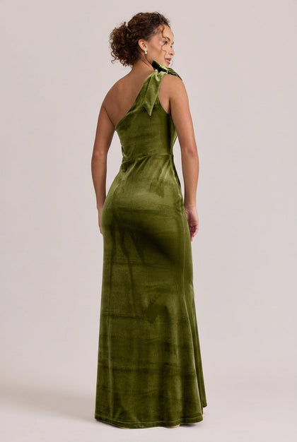 Rowan Velvet Dress | Made To Order | Olive