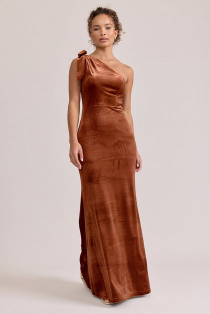 Rowan Velvet Dress | Made To Order | Rust