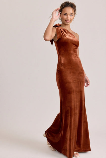 Rowan Velvet Dress | Made To Order | Rust