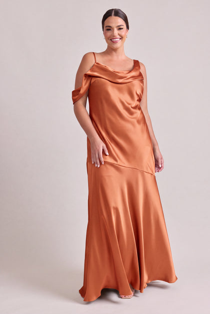 Sabrina Satin Dress | Tangerine
