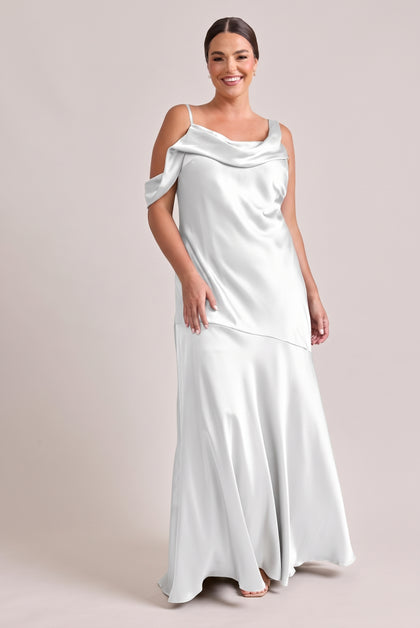 Sabrina Satin Dress | White Pearl