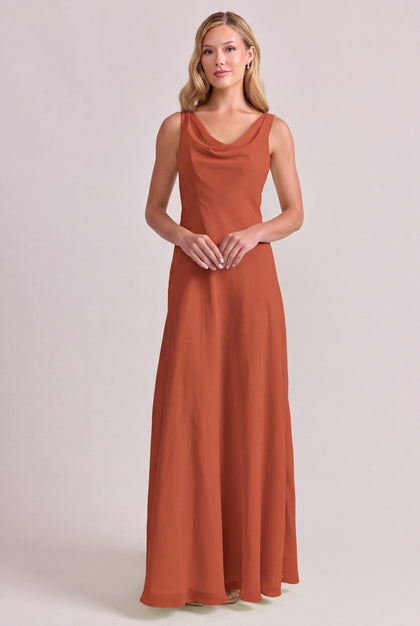 Samantha Chiffon Dress | Rust Orange