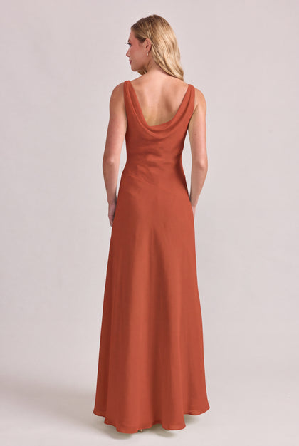 Samantha Chiffon Dress | Rust Orange