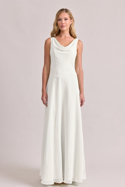 Samantha Chiffon Dress | White Pearl