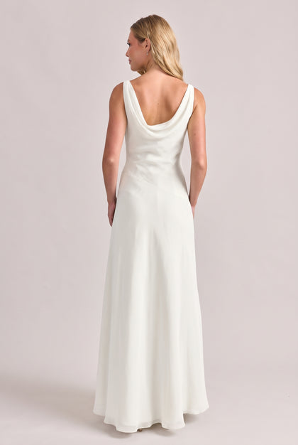 Samantha Chiffon Dress | White Pearl