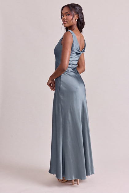 Samantha Satin Dress | Eucalyptus