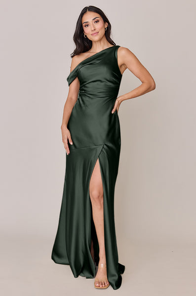 Sample Deep Olive Livvy Satin Dress