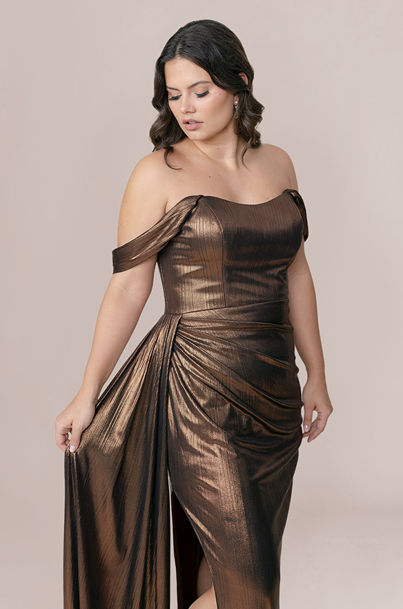 Sample Hazelnut Kory Metallic Dress