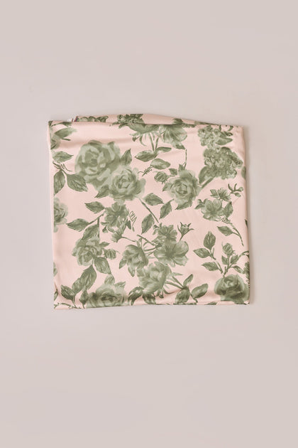 Satin Floral Print Fabric by Yard | Moss Garden
