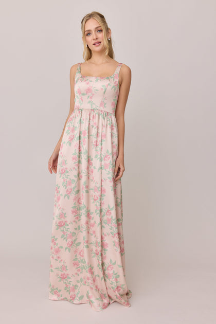 Satin Floral Print Mega Swatch | Blushing Bride Bouquet