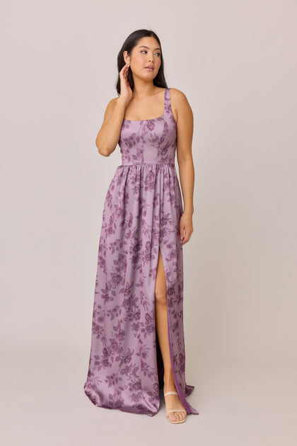 Satin Floral Print Mega Swatch | Lilac Bouquet