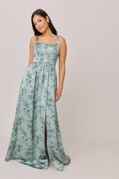 Satin Floral Print Mega Swatch | Sage Bouquet