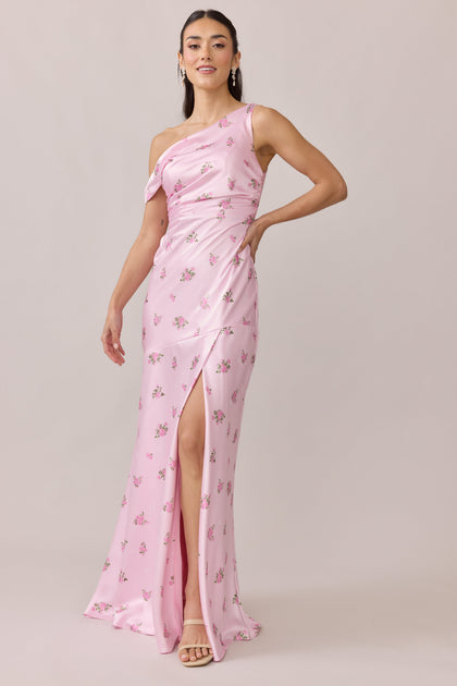 Satin Floral Print Mega Swatch | Baby Pink Petit Rose
