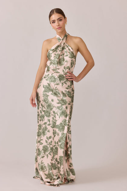 Satin Floral Print Mega Swatch | Moss Garden