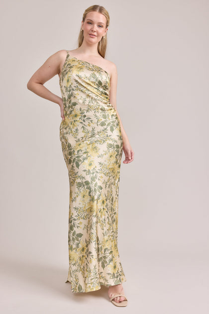 Satin Floral Print Mega Swatch | Pale Yellow Meadow Blooms