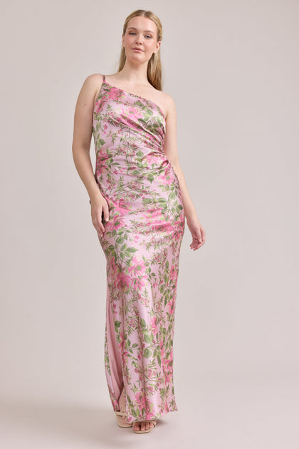 Satin Floral Print Mega Swatch | Perfect Pink Meadow Blooms