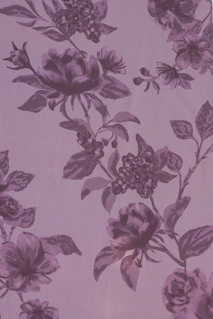 Satin Floral Print Fabric by Yard | Lilac Bouquet