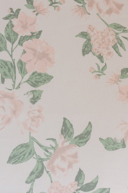 Satin Floral Print Fabric by Yard | Soft Champagne Bouquet