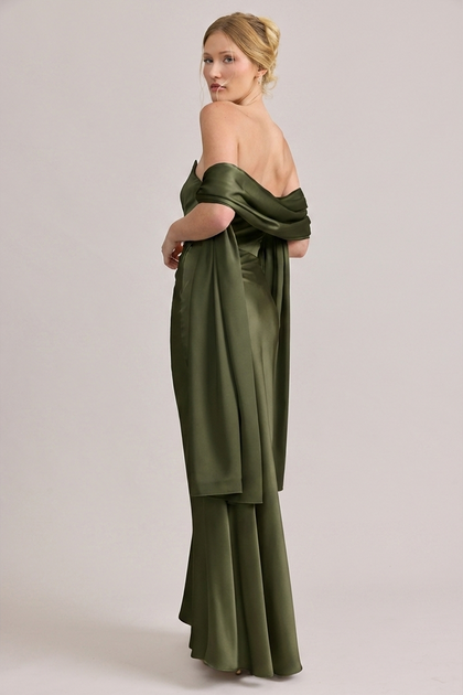 Satin Shawl | Made To Order | Deep Olive