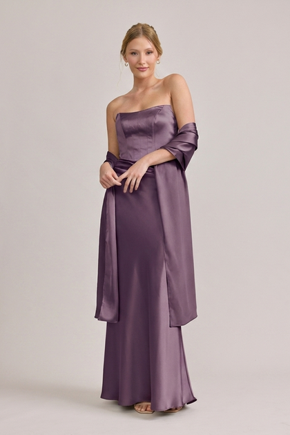 Satin Shawl | Made To Order | Dusty Plum