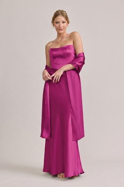 Satin Shawl | Made To Order | Fuchsia