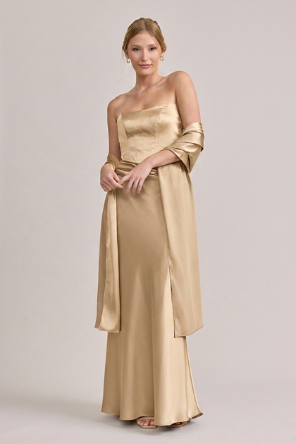 Satin Shawl | Made To Order | Gold Champagne