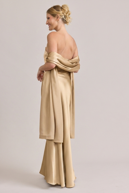 Satin Shawl | Made To Order | Gold Champagne