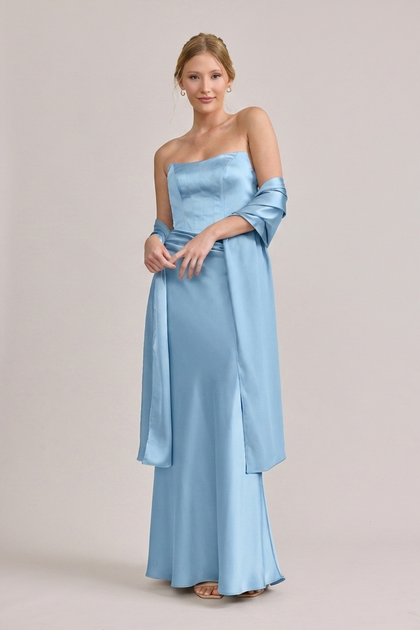 Satin Shawl | Made To Order | Light Blue