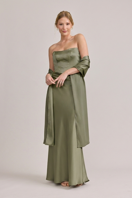 Satin Shawl | Made To Order | Moss