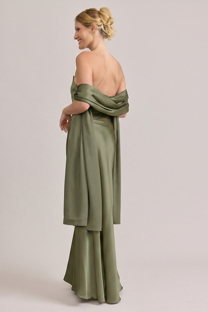 Satin Shawl | Made To Order | Moss