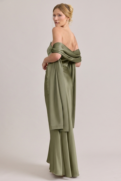 Satin Shawl | Made To Order | Moss